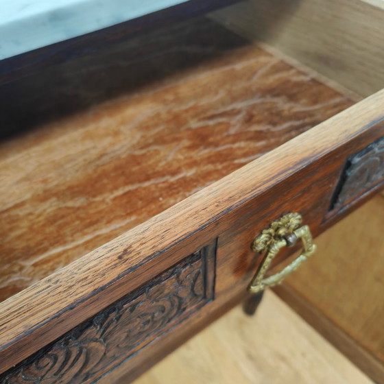 Image 1 of Commode vintage pour salle de bain avec plateau en marbre