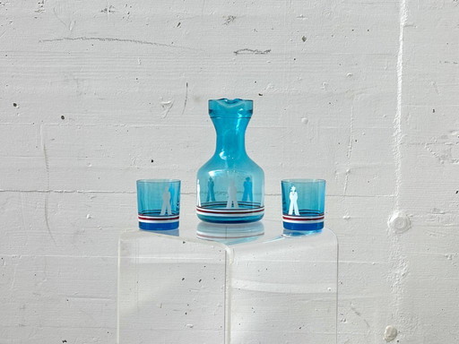 Vintage bar set with decanter and whisky glasses, Italy 1950s