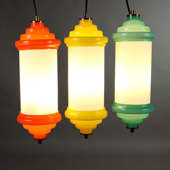 1960s Lamp with Colored Glass – Pendant lamps, Aluminium (photo 3 of 13)