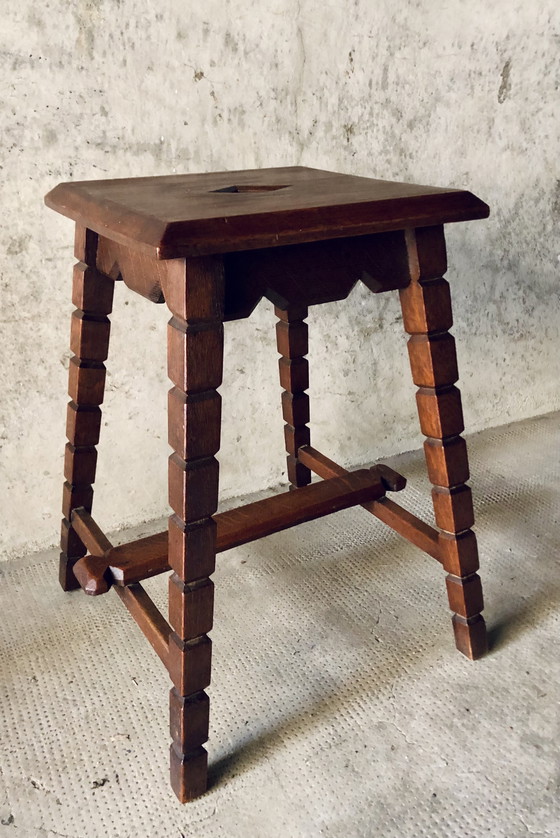 Image 1 of Mid-Century 20th Century Oak Stool or Side Table