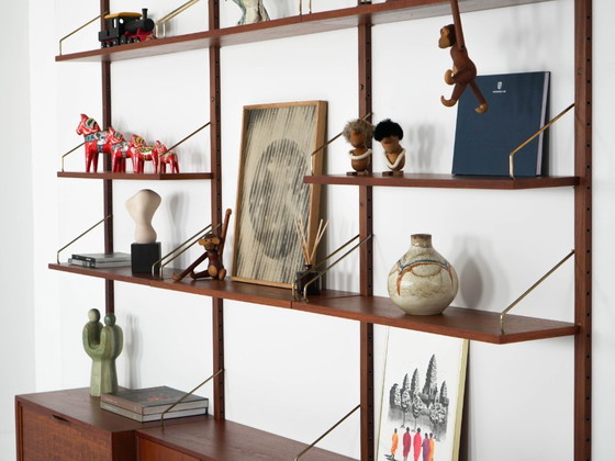 Image 1 of Teakhouten wandrek, Deens design, jaren 60, ontwerper: Poul Cadovius