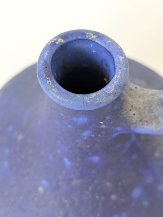 Image 1 of Jarrón con asa de mediados de siglo de Heyne Keramik, lava grasa azul ultramar Klein, Alemania Occidental, década de 1960