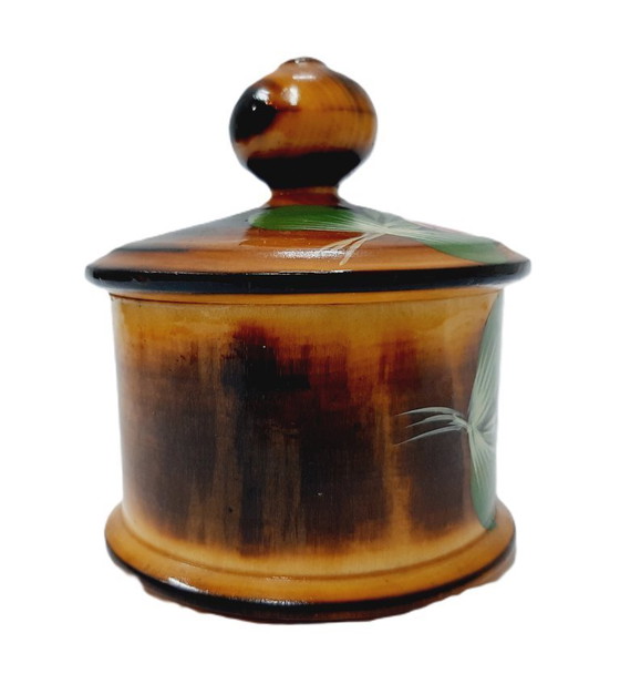 Image 1 of Scatola di legno vintage dipinta a mano con coperchio