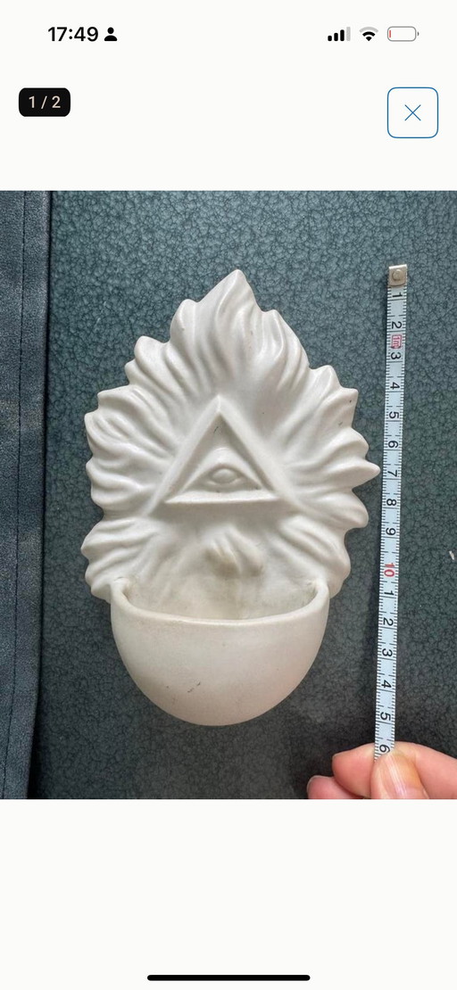 Bénitier ancien - Œil qui voit tout - Porcelaine biscuit, vers 1900