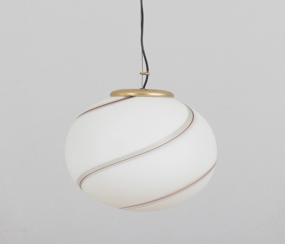 Seltenes Vetri Murano „Swirl“-Set – Hänge- und Tischlampe – Italien – ca. 1970 – Pendelleuchten, Glass (photo 4 of 10)