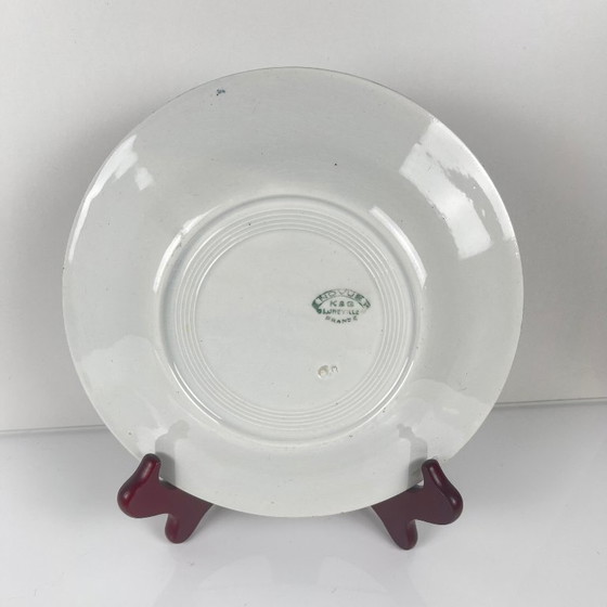 Image 1 of Set of 6 dessert plates, "Carnation" pattern, KG Lunéville, ironstone, 19th century