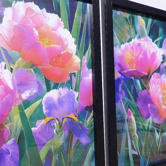 Image 1 of Peonies B104 - diptych - framed canvases