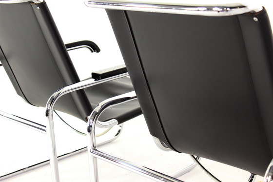 Image 1 of 1A Restored, Early Edition Marcel Breuer B35 / S35L Lounge Chair / Cantilever Chair for Thonet, Leather and Chrome, 1 of 2
