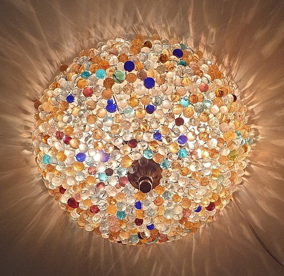 Image 1 of Grande lampe de plafond en verre de Murano en forme de grappe de raisin (37 cm).