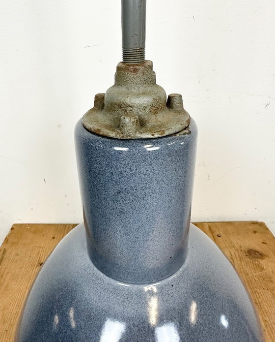 Image 1 of Industriële plafondlamp van grijs emaille van Elektrosvit, jaren 50