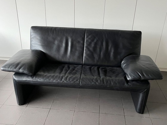 Image 1 of 2 black leather seats brand Jori, Linea JR-8700 and Ottoman