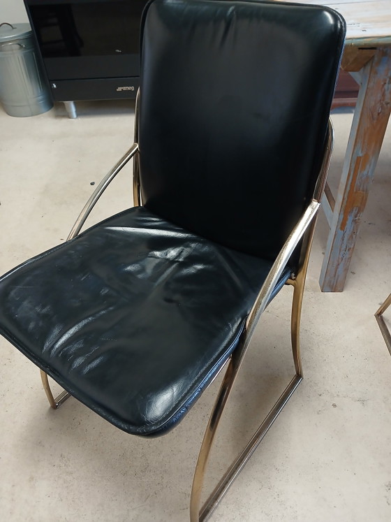Vintage design dining chairs – Leather, Metal (photo 2 of 14)