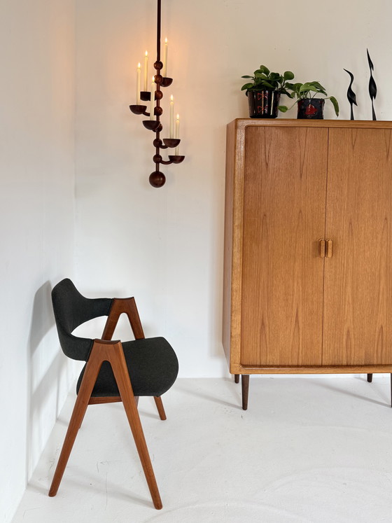 Image 1 of Chandelier suspendu vintage danois en teck, années 1960