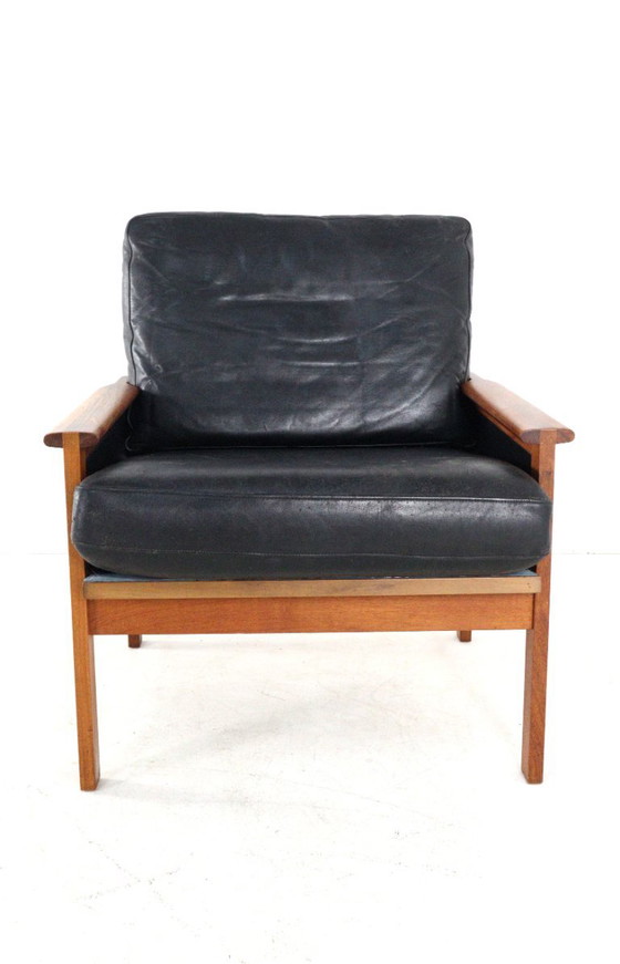 Illum Wikkelso Voor Niels Eilersen Capella Fauteuil Vintage Deens – Leather, Wood (photo 6 of 15)