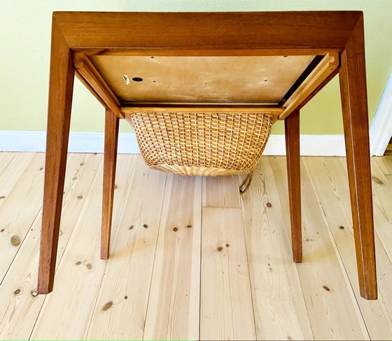 Image 1 of TABLE DE COUTURE VINTAGE DANOISE EN TECK par SEVERIN HANSEN pour HASLEV FURNITURE 1960