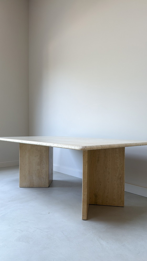 Image 1 of Vintage Italian travertine table