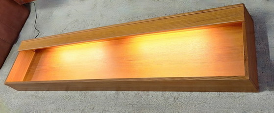 Zwevend Teak Dressoir / Plank van Teak met Verlichting, Denemarken jaren 60 – Wandrek, Wood (photo 2 of 11)
