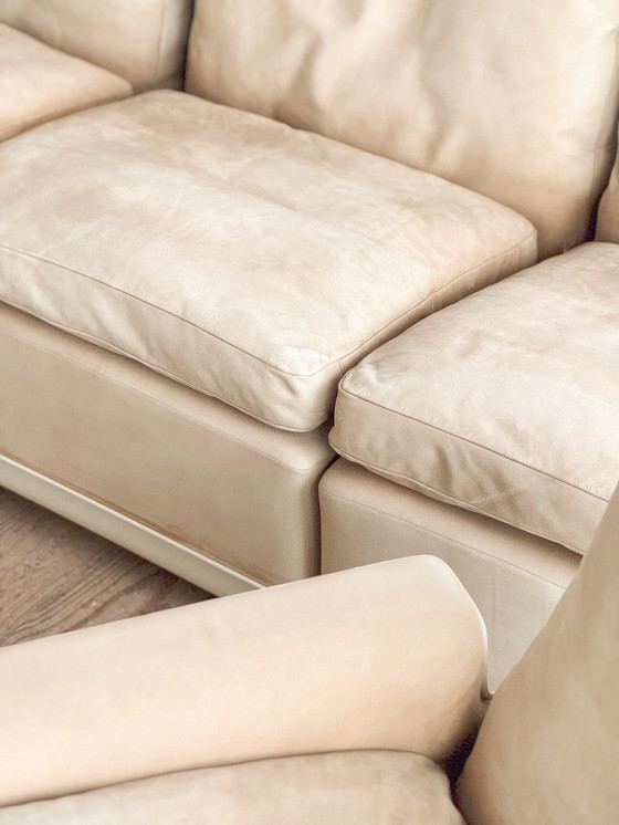 Image 1 of Mid-Century Modern Lounge Sofa, Armchair and Table, Sofa Set in Glass Fiber and Suede by Dieter Rams for Vitsoe, Germany, 1960s,