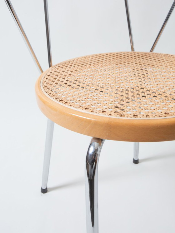 Image 1 of Stoelen met rotan zitting en chroom