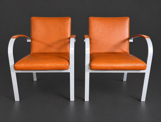 2x Leolux Sentia Armchairs, Leather, Metal, Brown (photo 6 of 6)