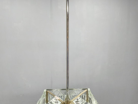 Image 1 of Lampada a sospensione brutalista in vetro di Kamenický Šenov, Cecoslovacchia anni '70