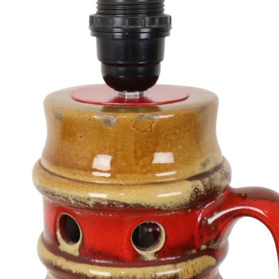 Image 1 of Large Lamp Base Red and Yellow Ceramic