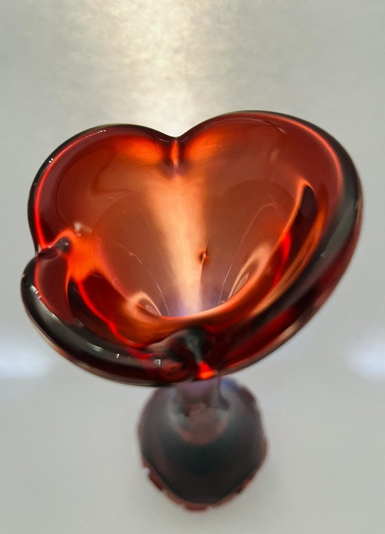 Image 1 of Retro sueco- Börne augustsson- Jarrón con huella digital - alto- rojo