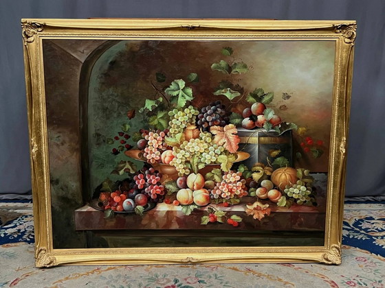 Natura morta con frutta. Olio su tela. Firmata., Dipinti e disegni, Mid Century Modern (foto 2 di 7)