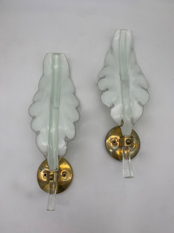 Image 1 of applique coppia in vetro made in italy 1960 attribuita a ditta Seguso