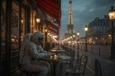 Fotografia stampata e incorniciata / cornice decorativa / Edizione limitata / Firmata / Pausa caffè / Parigi