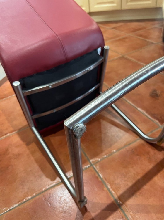 Image 1 of 6x designer dining chairs – leather & stainless steel – style Label Vandenberg