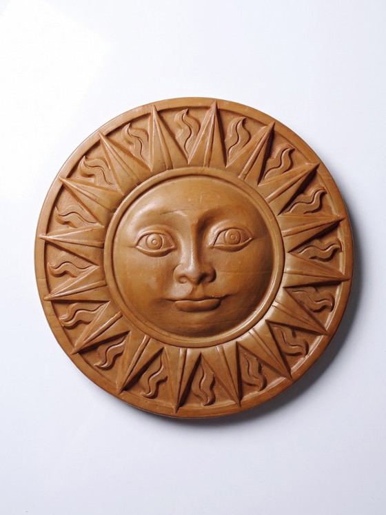 Piatto da Parete Sole Antropomorfo in Terracotta Patinata, Italia Vintage 1996 – Decorazioni murali, Ceramic (photo 2 of 12)