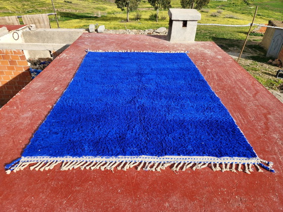 Large Beni Ouarain Berber rug in Majorelle blue, 300x200 cm, thick wool, Rugs & carpets, Cotton, Scandinavian (photo 4 of 17)