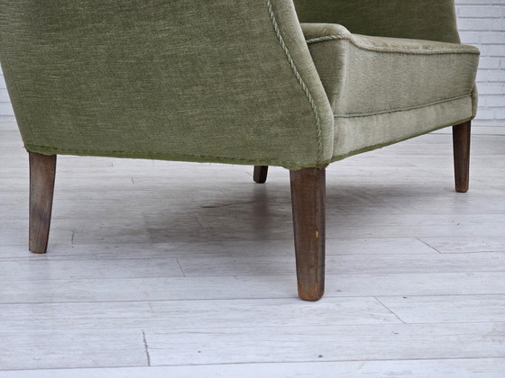 Image 1 of Sofá curvo danés de dos plazas, años 60, terciopelo, madera de haya.