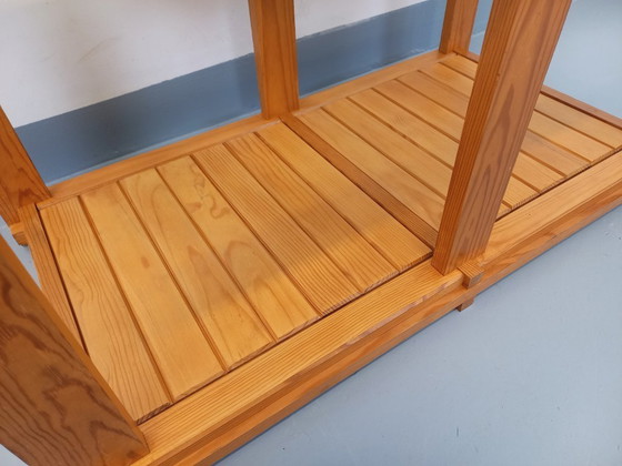 Image 1 of Vintage rectangular coffee table in pine and smoked glass from the 70s/80s