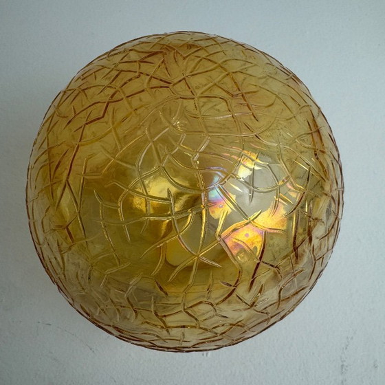 PAIR OF VINTAGE AMBER GLASS WALL LIGHTS – Metal (photo 8 of 8)