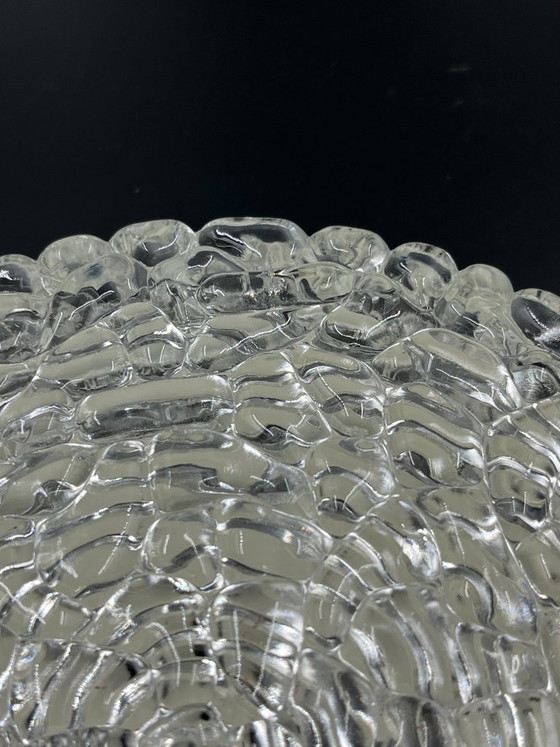 Image 1 of Brutalist round ceiling light in vintage glacier glass