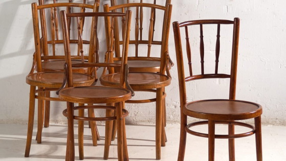 Antike Stühle im Thonet-Stil aus Bugholz – Mitteleuropa, ca. 1930 – 6er-Set – Esszimmerstühle (photo 3 of 40)