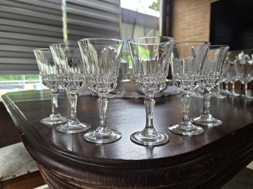 6 vintage wijnglazen Luminarc (Cristal d'Arques), model 'Barcelona'. 