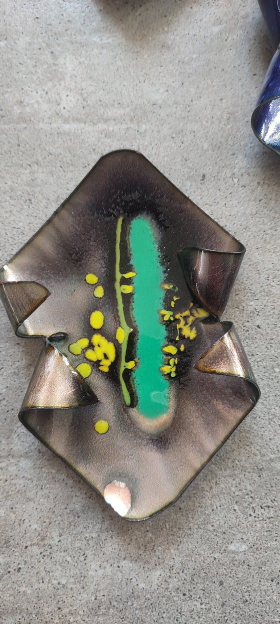 Image 1 of X5 Smaltato Rame Snuisterijbakje, Italië, jaren 60-70