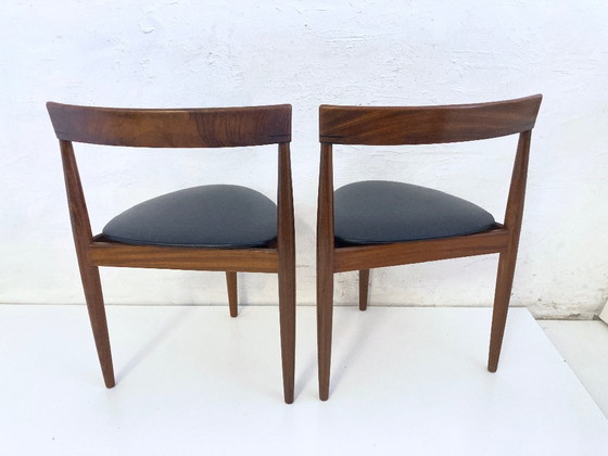 Image 1 of 2 Roundette side chairs in teak and faux leather by Hans Olsen for Frem Rojle