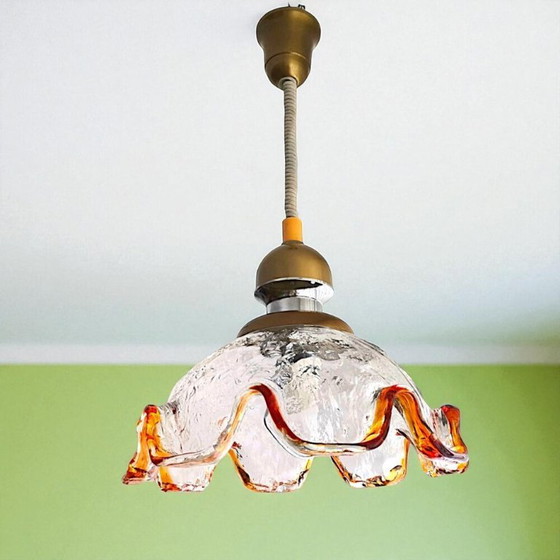 Image 1 of Large Murano glass retractable hanging lamp in style of Carlo Mason for Mazzega, 1960s