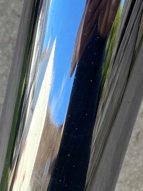 Image 1 of Round smoked glass and chrome table by Florence Knoll and Roche Bobois, 1970s