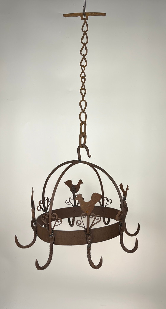 Image 1 of Spekkrans / kruidenhanger / kruidenkroon van smeedijzer - landhuisstijl