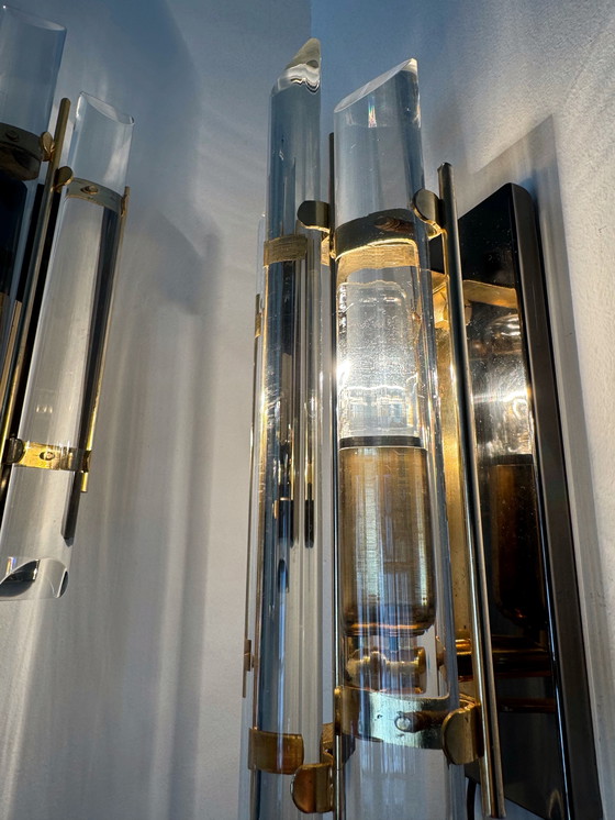 Image 1 of Wandleuchten aus Kristallbaguette aus den 1980er Jahren