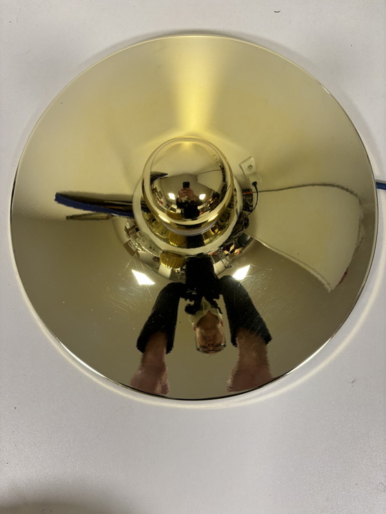 Image 1 of Large Vintage gold space age 60s saucer or disc wall lamp Egoluce Italy