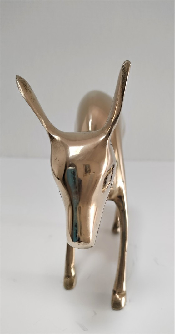 Image 1 of solid brass deer, 1980s