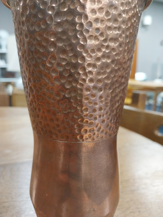 Image 1 of 1x Copper Hammered Vase 1970's 23 cm High