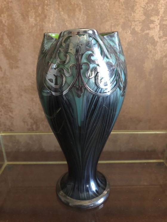 Art Nouveau glass vase Loetz – Metal (photo 3 of 5)