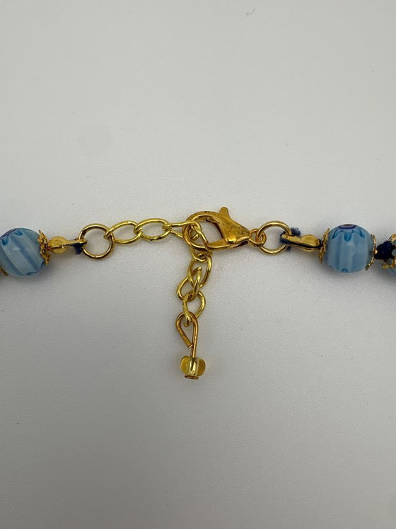 Image 1 of Collar de cristal de Murano azul claro con murrina - 44 cm